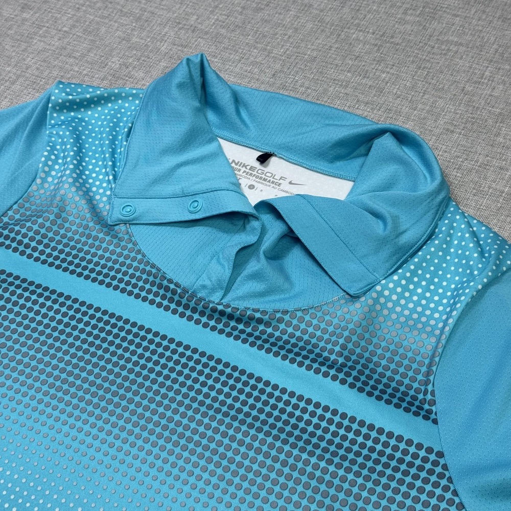 Nike Golf Tour Performance Dri-FIT Stay Cool Polo Womens Small Blue Polka Dot